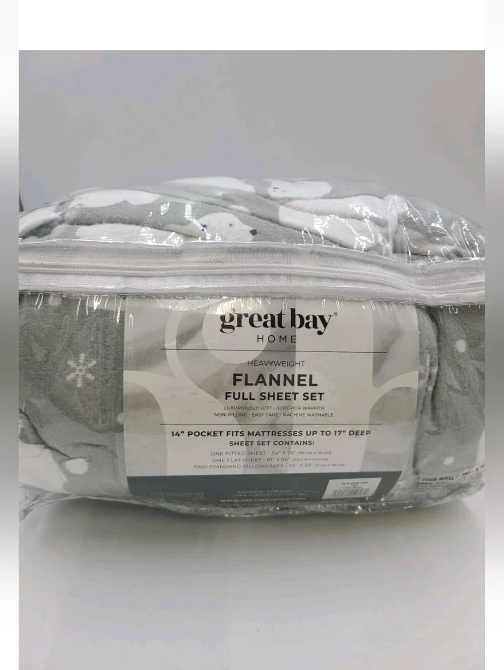 Great Bay Home Heavyweight 100% flannel Full Size sheet set polo bears